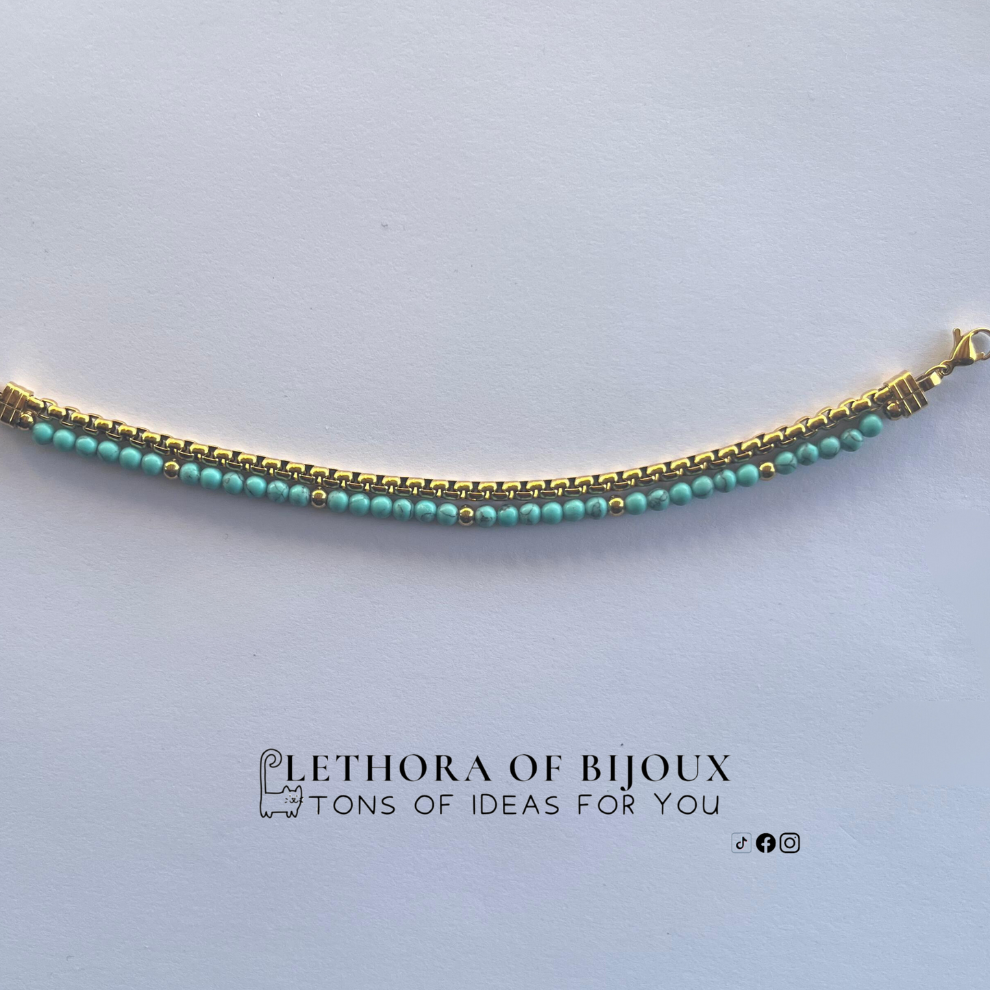 Bracciale: "Sea gold light blue", Plethora of bijoux